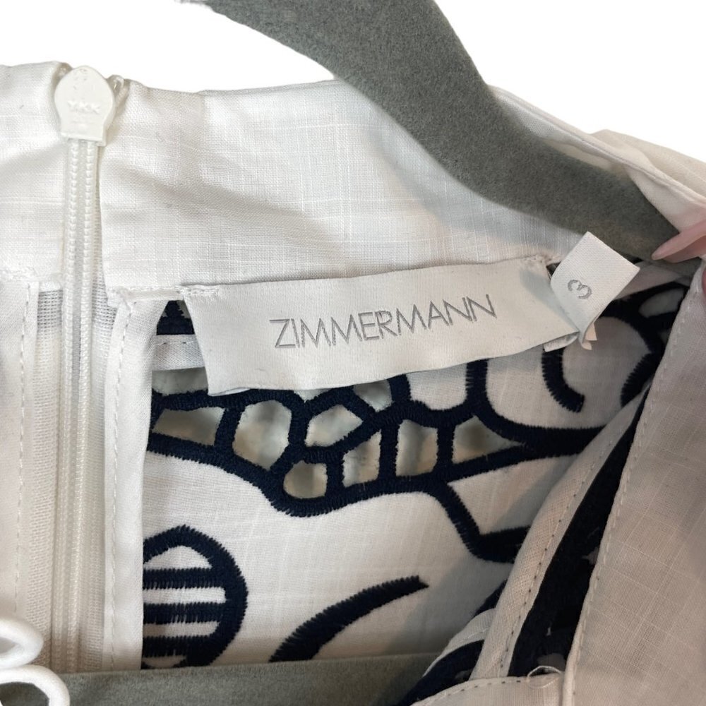 Zimmermann Embroidered Tie-Fastening Button Front Midi Dress Bianco 3 (US 10) - Picture 4 of 13